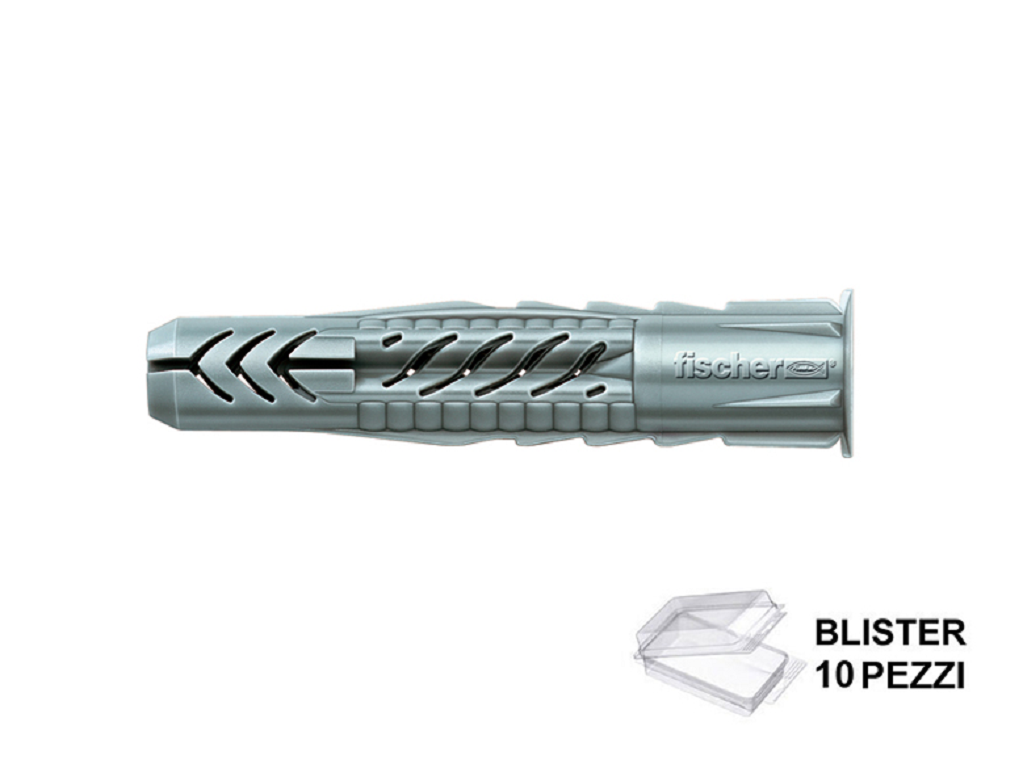 ux 8x50 blister 10.png UX 8x50 R Tassello Nylon con Bordo Profilo Seghettato Blister pz.10 | Fischer - immagine 1